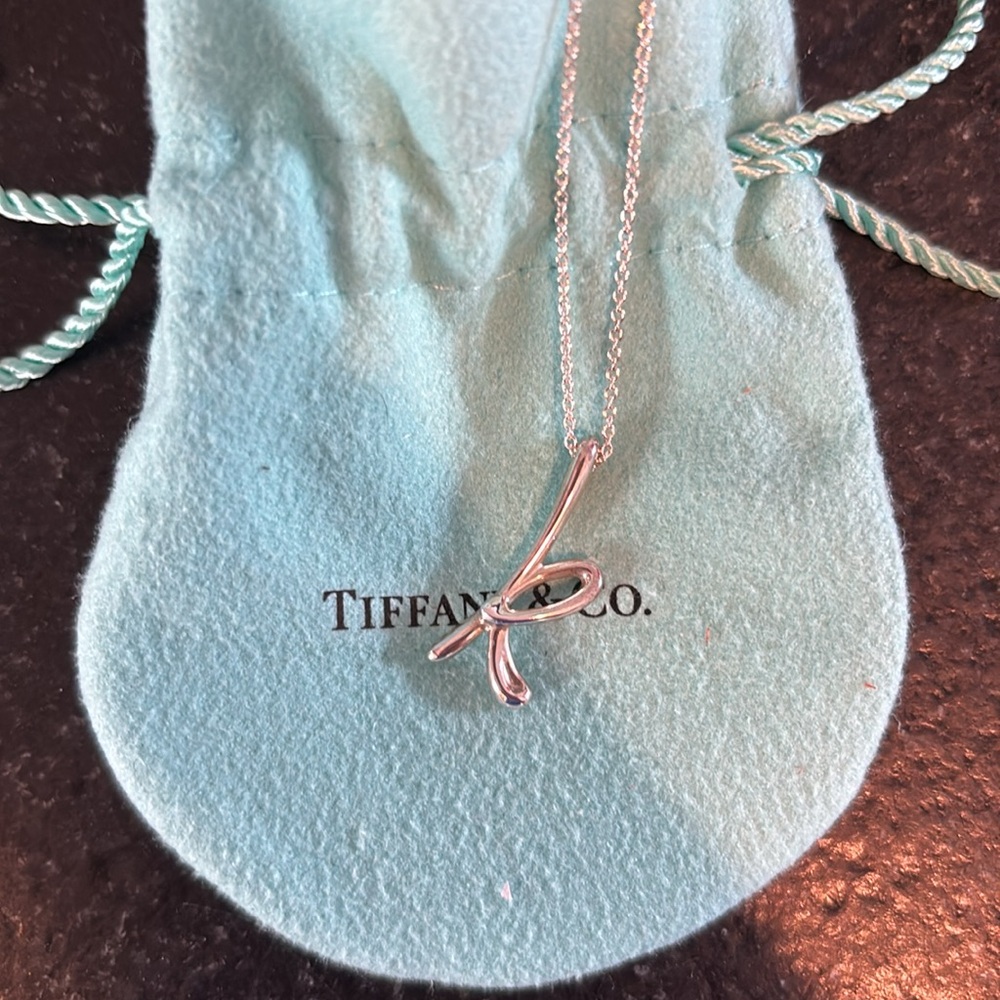 Tiffany Cursive Initial Letter K Necklace Elsa Pe… - image 2
